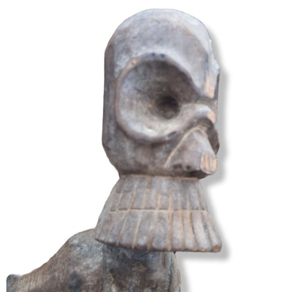 LARGE AUTHENTIC 2' TALL ANTIQUE AFRICAN TRIBAL FERTILITY WOOD CARVING ST… - Picture 3 of 12